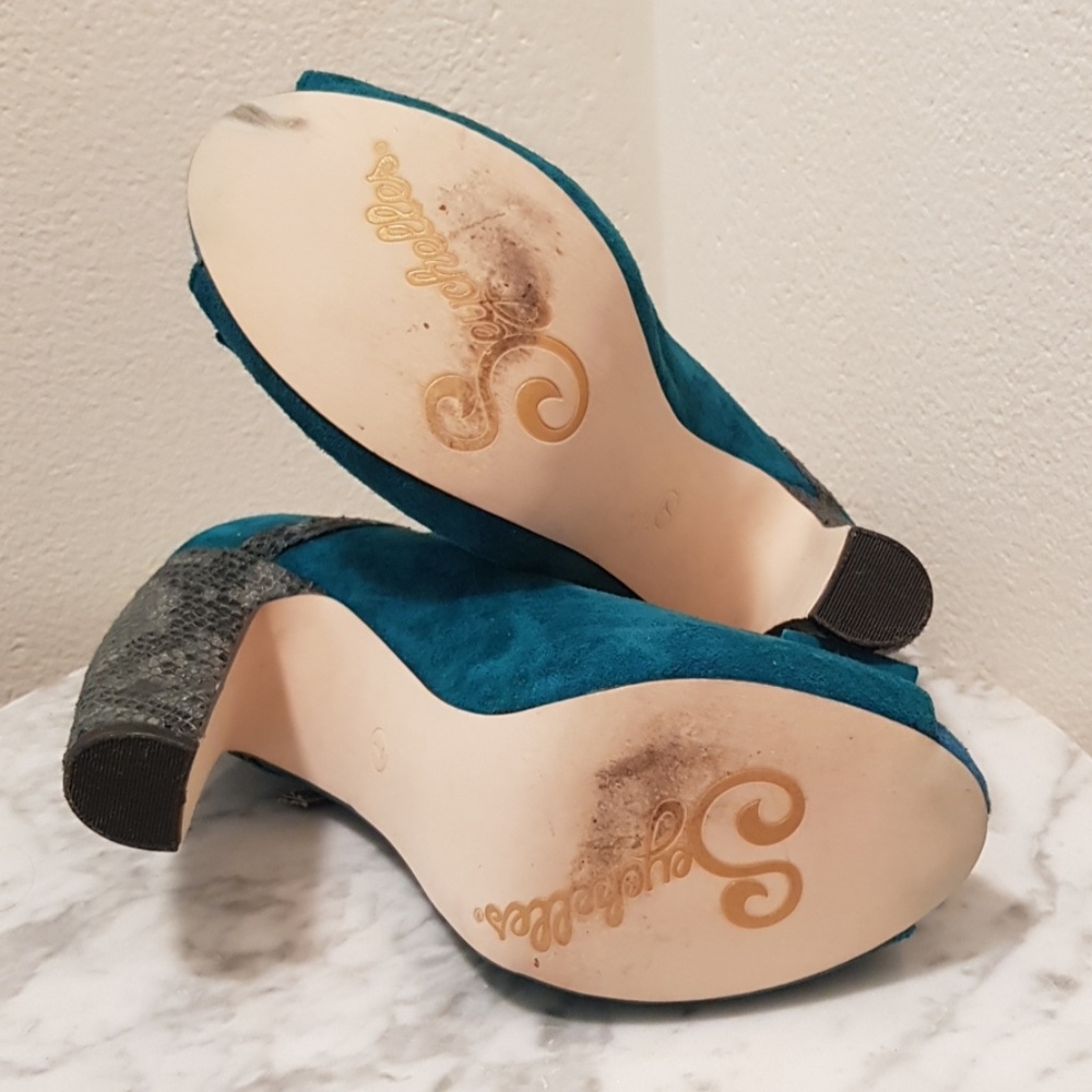 EUC Seychelles Suede and Snakeskin Heels - Picture 5 of 8